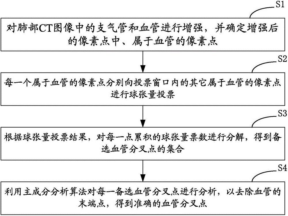 一种肺部CT图像的血管分叉点提取方法及系统